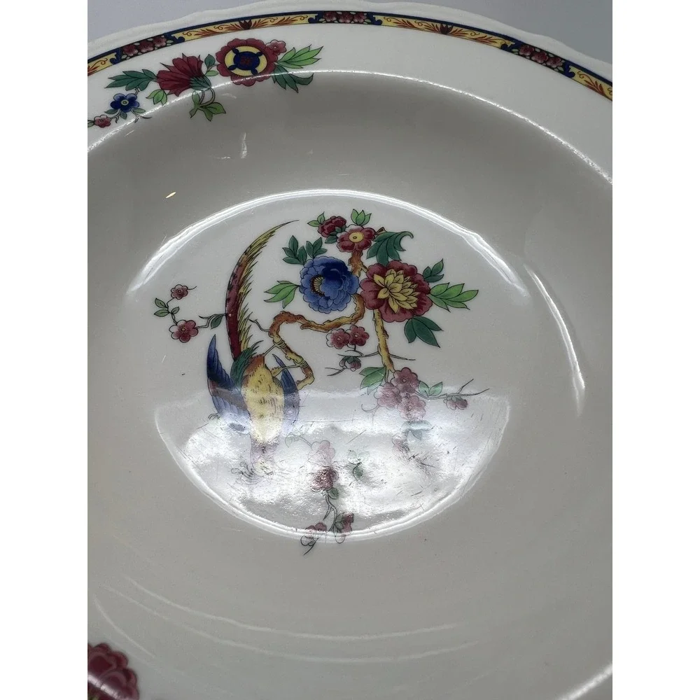 Syracuse China Plate‎ Bird Floral Scalloped Rim Vintage Dining Kitchenware